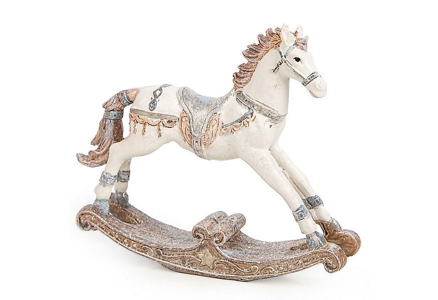 Logbuch-Verlag Dekofigur Nostalgie Schaukelpferd Figur weiß grau vintage De günstig online kaufen