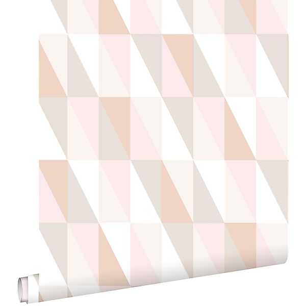ESTAhome Tapete Grafische Dreiecke Hellrosa Dunkelorange Und Beige 53 Cm X günstig online kaufen