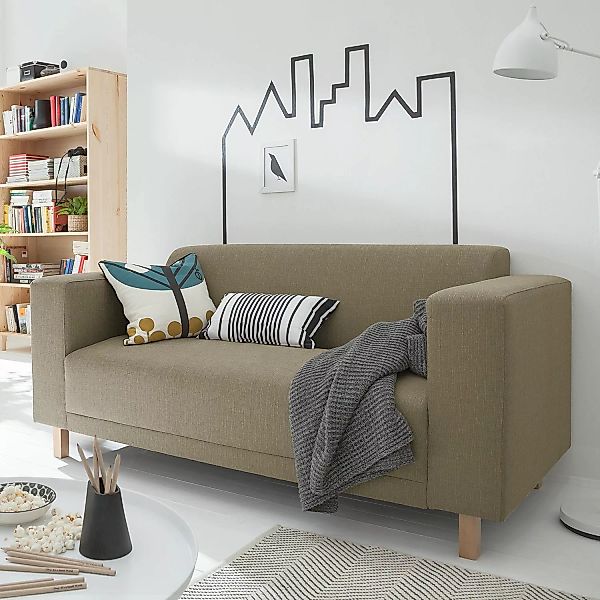 home24 KIYDOO Sofa KiYDOO relax 2-Sitzer Taupe Webstoff 177x76x80 cm günstig online kaufen