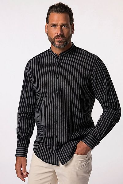 JP1880 Businesshemd Leinenmix-Streifenhemd Langarm Stehkragen günstig online kaufen