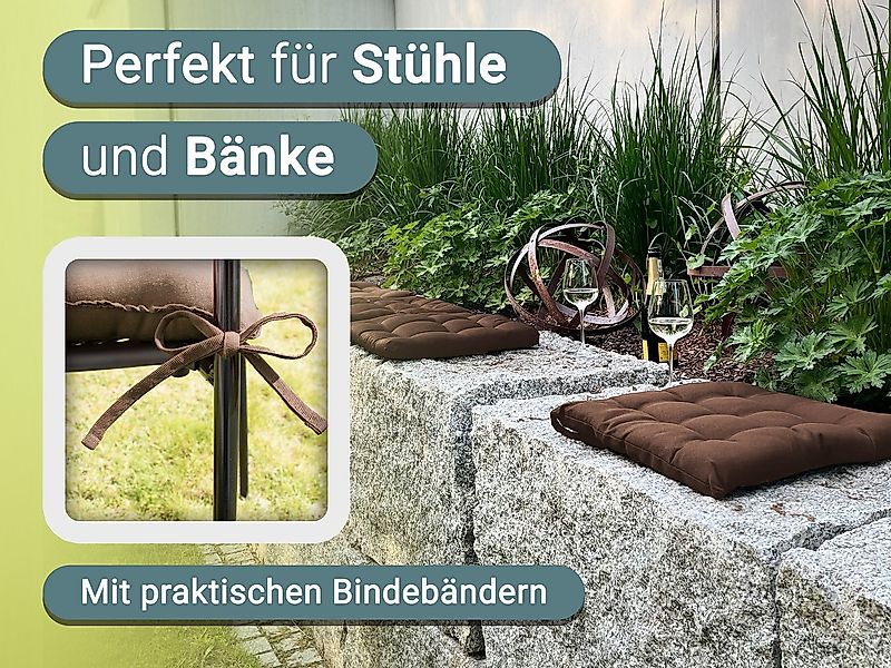 ZOLLNER Stuhlkissen, 40 x 40 x 3 cm, mit Bindebänder, für Indoor und Outdoo günstig online kaufen