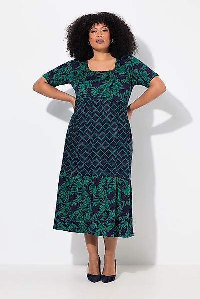 Ulla Popken Maxikleid Jersey-Maxikleid A-Linie Carree-Ausschnitt günstig online kaufen