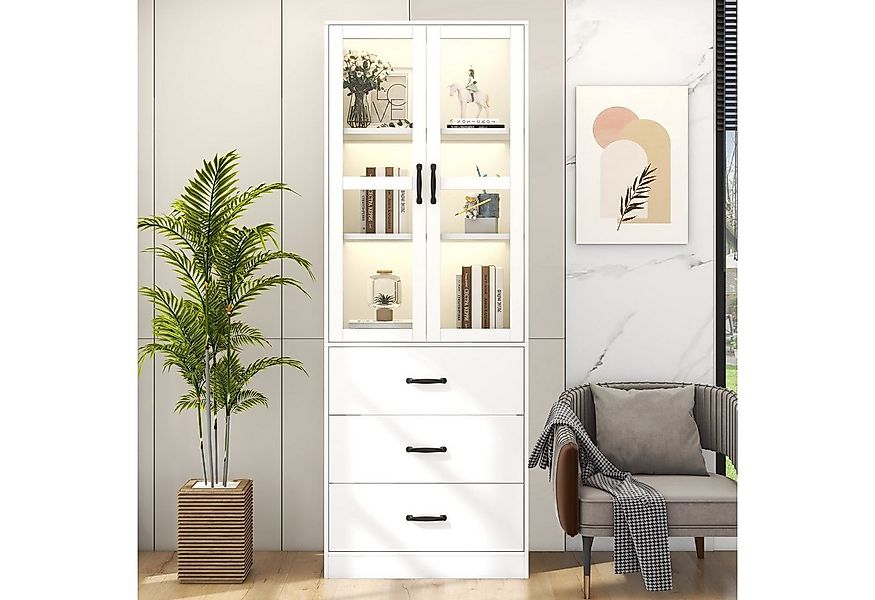 HAUSS SPOLE Vitrine 60x40x200cm mit 3 Schubladen und 2 Trennwänden LED-Bele günstig online kaufen