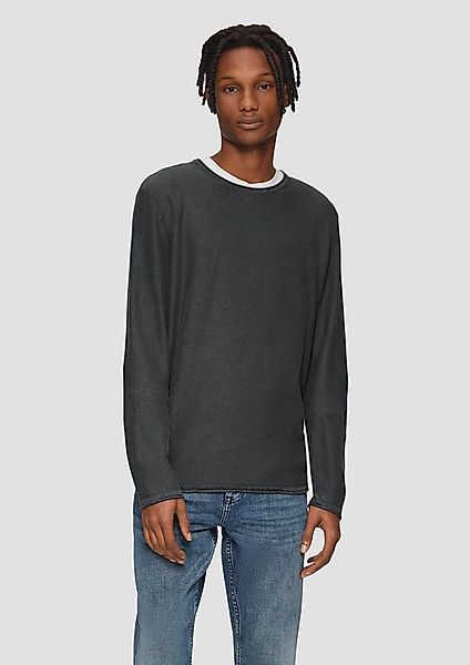 QS Longpullover Strickpullover Gewaschener Strickpullover mit Rollsaum günstig online kaufen