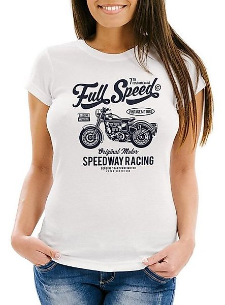 Neverless Print-Shirt Damen T-Shirt Motorrad Bike Full Speed Slim Fit Never günstig online kaufen