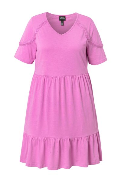 Ulla Popken Jerseykleid Jerseykleid Zierband A-Linie günstig online kaufen