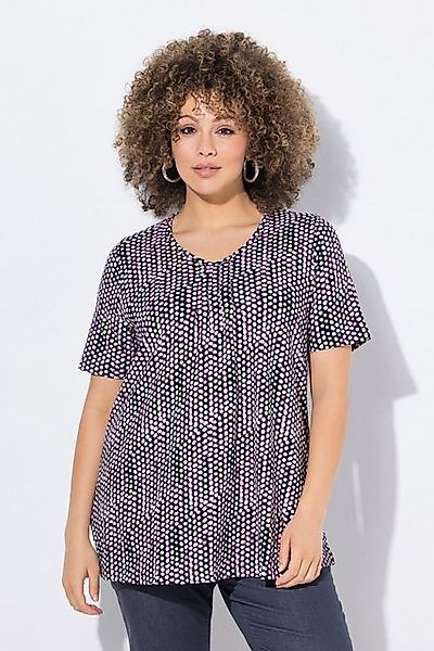 Ulla Popken T-Shirt T-Shirt Zierfalten A-Linie V-Ausschnitt Halbarm günstig online kaufen