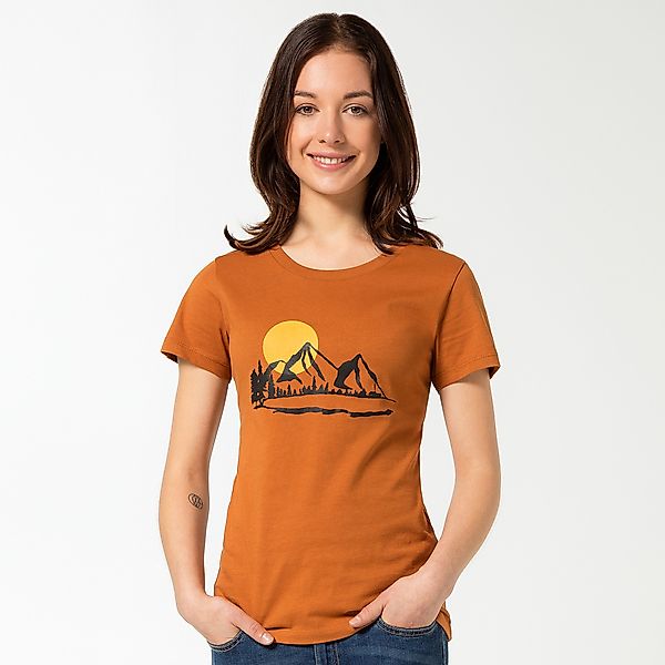 T-shirt "Bergluft", Orange, Berge, Siebdruck, Für Frauen günstig online kaufen