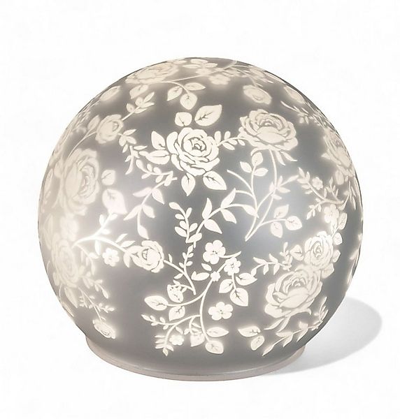 formano LED Dekolicht LED Glas-Kugel Silber Rosenmotiv 10cm batteriebetrieb günstig online kaufen