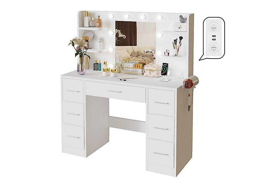 HOMALL Schminktisch Mit dreifarbiger LED-Beleuchtung, mit Spiegel, optional günstig online kaufen