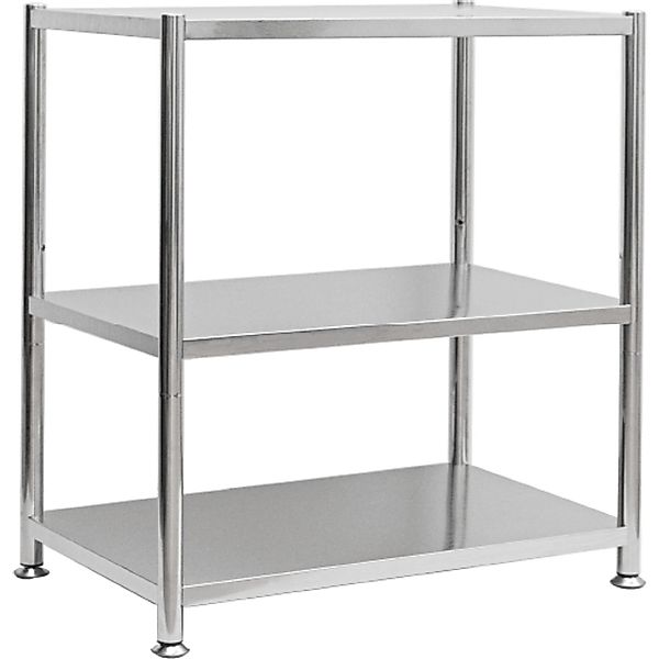 shelfr Edelstahl Schwerlastregal bis 60 kg auf 3 Ebenen 61 x 36 x 82 cm günstig online kaufen