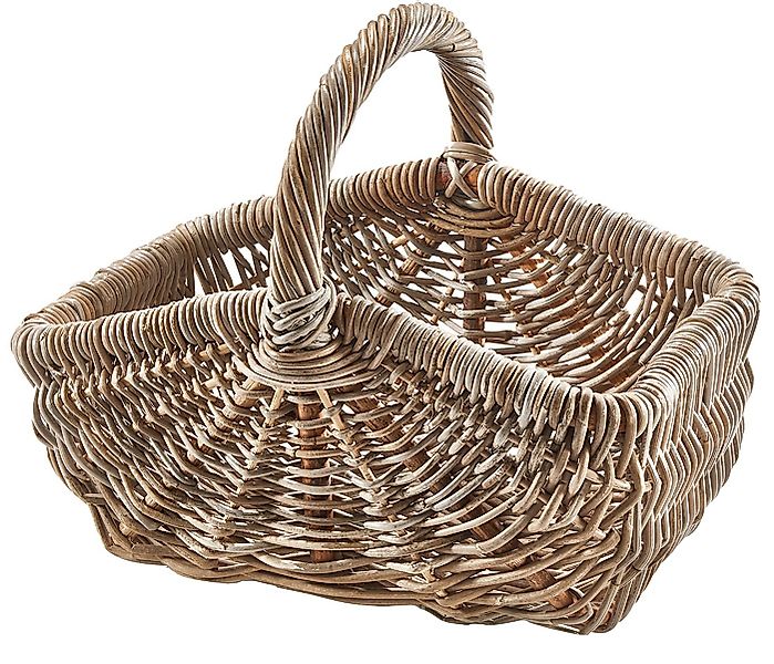 Kobolo Einkaufskorb Korb CLARA mit Henkel aus Rattan in kubu grey günstig online kaufen