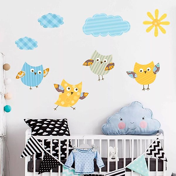 Wall-Art Wandtattoo "Kinderzimmer Eule Baby Vögel Set" günstig online kaufen