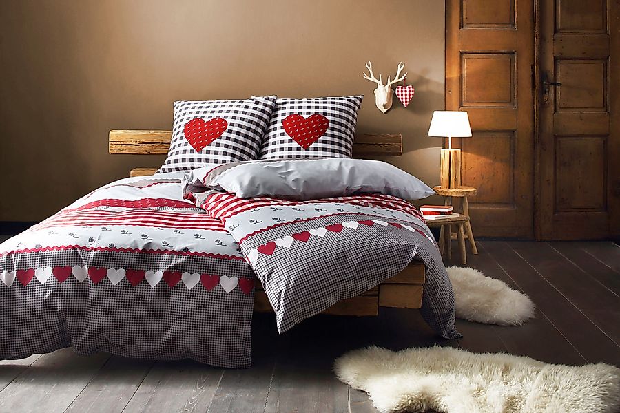 CASATEX Bettwäsche "Herz-Karo" 2 Stk. tlg. niedlichem Herz-Karo Design günstig online kaufen