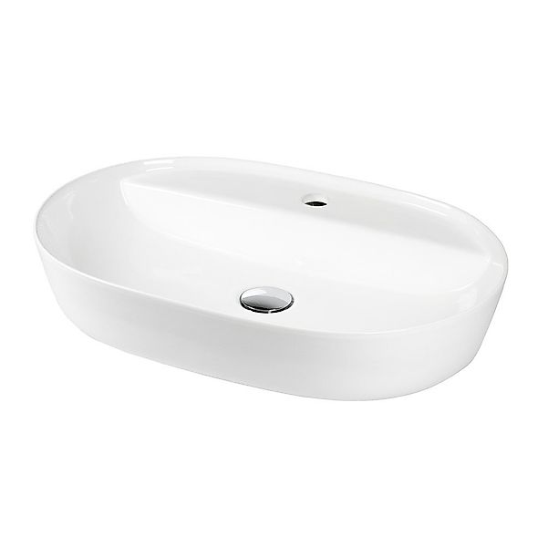 Stabilo Sanitär Waschbecken Keramik Aufsatz Waschbecken Oval Anschlussset w günstig online kaufen
