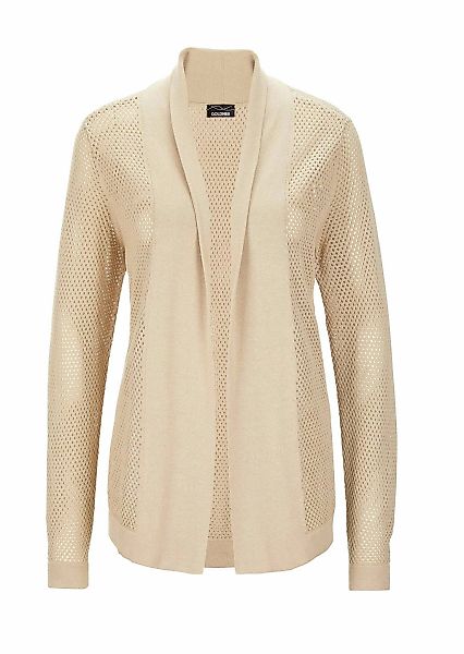 GOLDNER Strickjacke "Kurzgröße Braune Cardigan mit Ajourmuster" günstig online kaufen