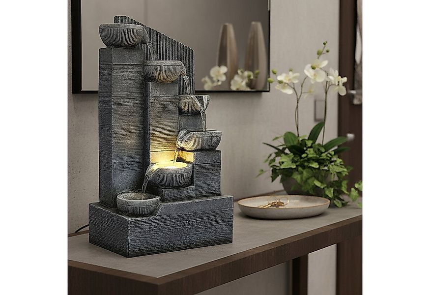 Arnusa Zimmerbrunnen Springbrunnen Kaskade mit LED Beleuchtung für Innen- & günstig online kaufen