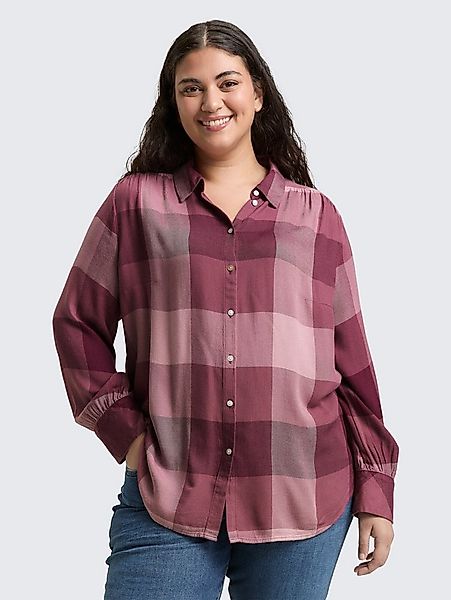 TOM TAILOR PLUS Langarmbluse Blusen & Shirts Plus Size - Hemdbluse mit Karo günstig online kaufen