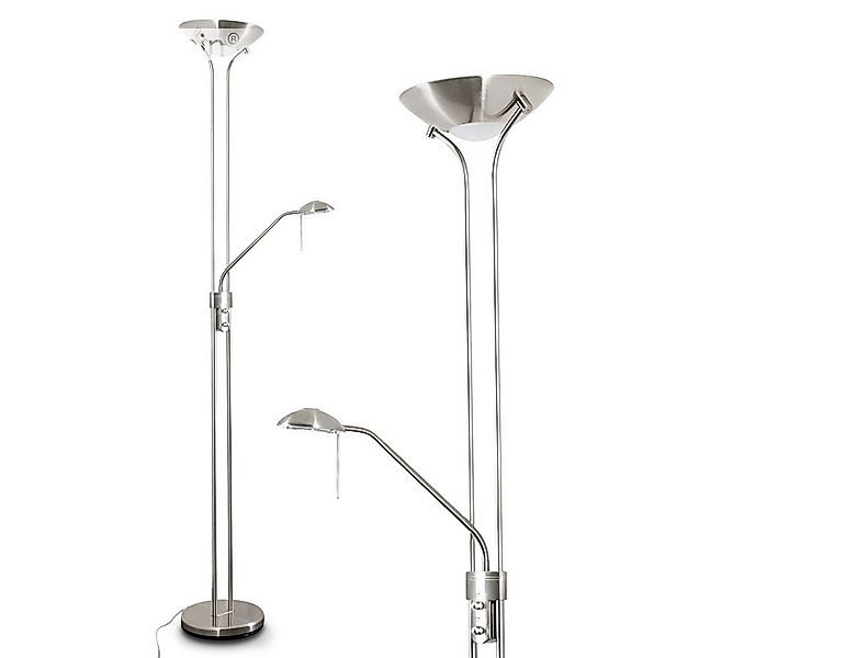 hofstein Deckenfluter »Roppa« dimmbare Stehleuchte aus Metall in Nickel-mat günstig online kaufen