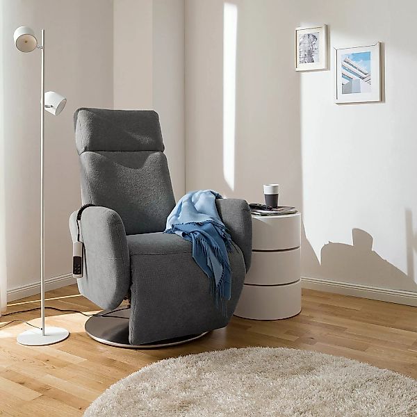 home24 Fredriks Relaxsessel Biar Grau Strukturstoff 71x110x82 cm (BxHxT) günstig online kaufen