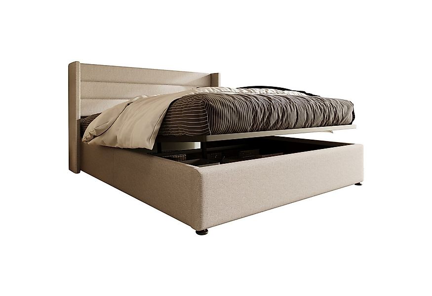 Flieks Polsterbett, Stauraumbett Hydraulisches Doppelbett Leinen 160x200cm günstig online kaufen