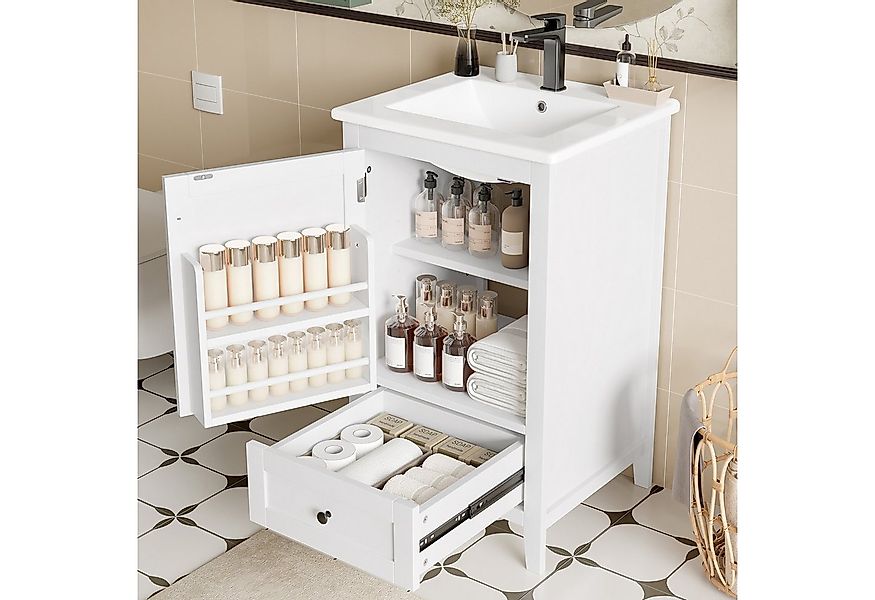 Flieks Waschtisch mit Türablagen und Schublade (1-St., B51/T46/H85 cm, bode günstig online kaufen