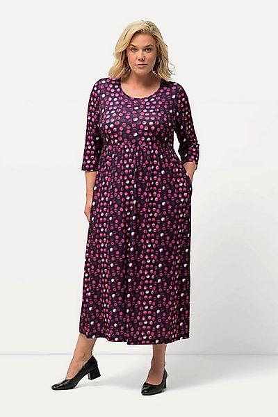 Ulla Popken Maxikleid Jerseykleid Punkte A-Linie Rundhals 3/4-Arm günstig online kaufen