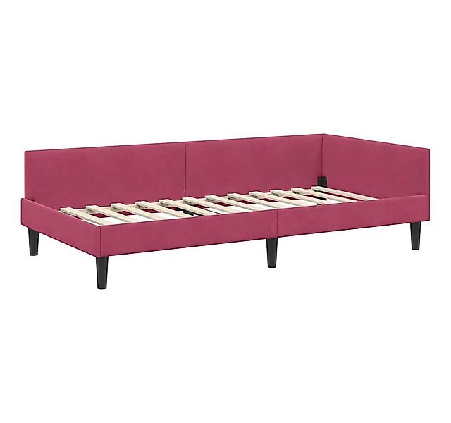 vidaXL Bett Eckbettgestell mit Kopfteil Weinrot 90 cm x 190 cm Samt (1-tlg) günstig online kaufen