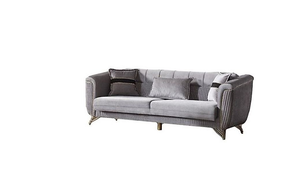 Xlmoebel 3-Sitzer Textilpolster 3-Sitzer Sofa Holz Modernes Design Couch Lu günstig online kaufen