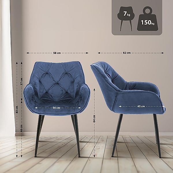 CLP Esszimmerstuhl Tanna Samt (2er Set, günstig online kaufen