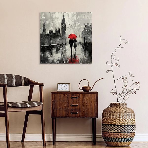queence Leinwandbild "Big Ben bei Regen", Architektonische Elemente-Bilder günstig online kaufen