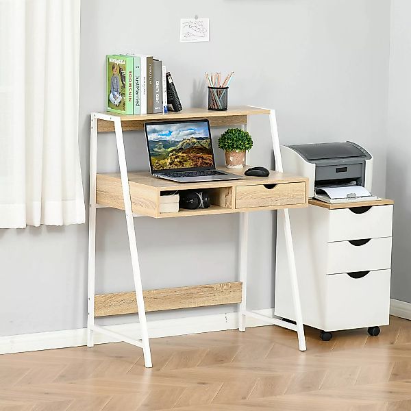 HOMCOM Schreibtisch Bücherregal Computertisch Bürotisch mit Schublade und R günstig online kaufen