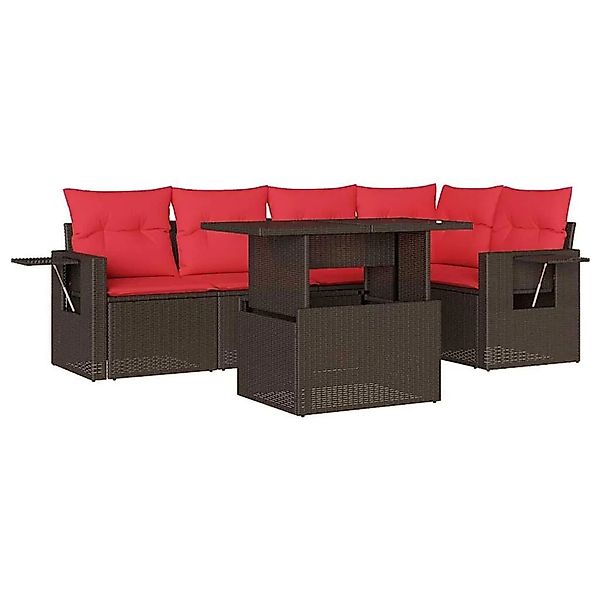 vidaXL 6-Tlg Gartensofa-Set mit Kissen Braun Polyrattan 3267894 günstig online kaufen