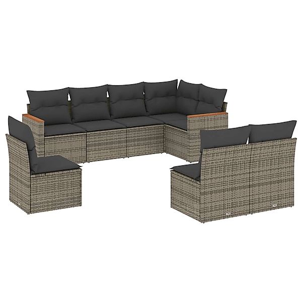vidaXL 8-Tlg Garten-Sofagarnitur mit Kissen Grau Poly Rattan 3226046 günstig online kaufen