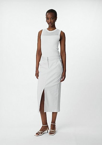 comma Midirock Rock Elastischer Midirock aus Denim mit Frontschlitz günstig online kaufen