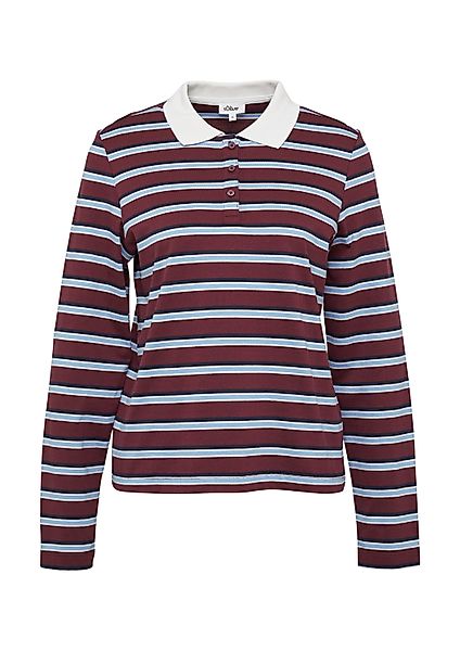 s.Oliver Langarmshirt Polo-Shirt Langarm-Poloshirt mit Streifen günstig online kaufen