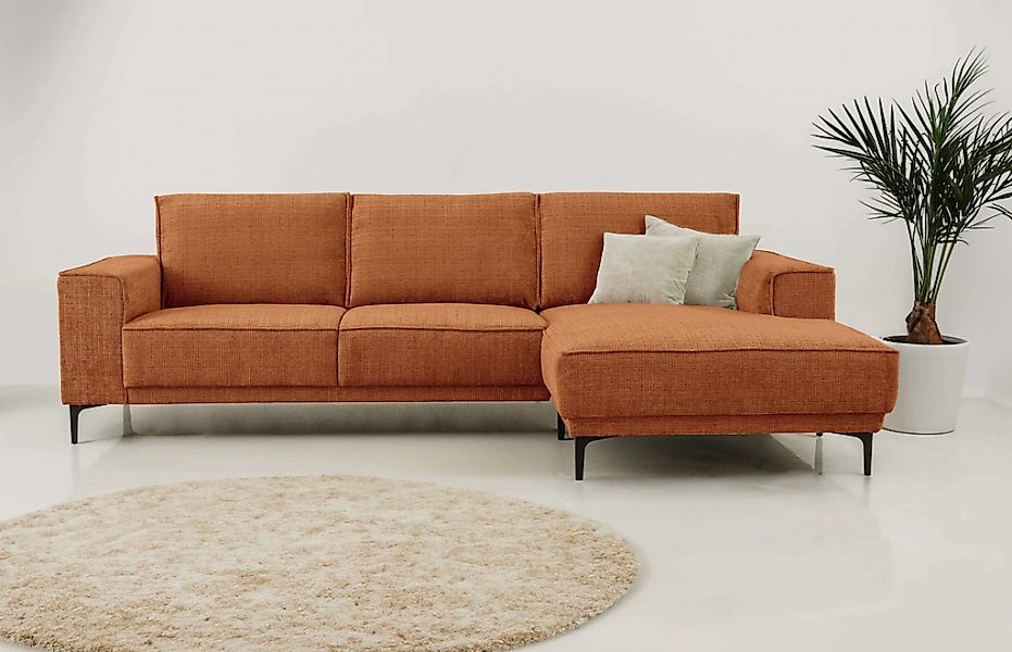 Places of Style Ecksofa "Polsterecke Oland, Struktur, Flachgewebe, Luxus-Mi günstig online kaufen