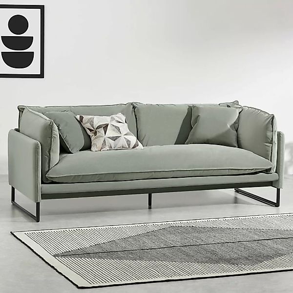 Malini 3-Sitzer Sofa, Samt in Salbeigruen - MADE.com günstig online kaufen