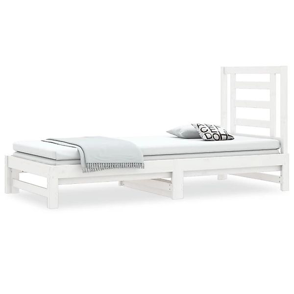 vidaXL Gästebett Gästebett Tagesbett Ausziehbar Weiß 2x90x200 cm Massivholz günstig online kaufen
