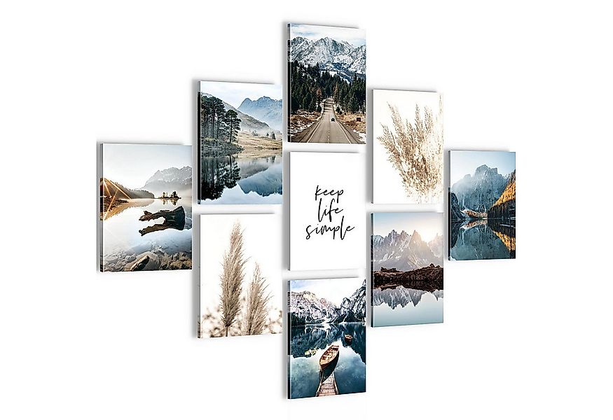 Novart Wandbild Natur Landschaft KOMPLETT AUFHÄNGFERTIG See Berge, Landscha günstig online kaufen
