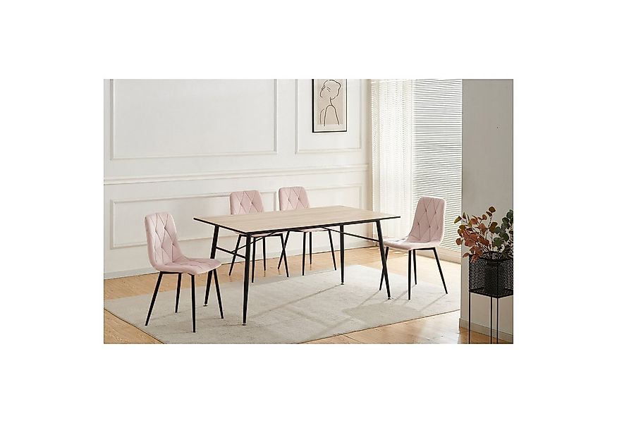 HTI-Living Esszimmerstuhl Stuhl Mesa Eco 4er-Set Velvet Rosa (Set, 4 St), E günstig online kaufen