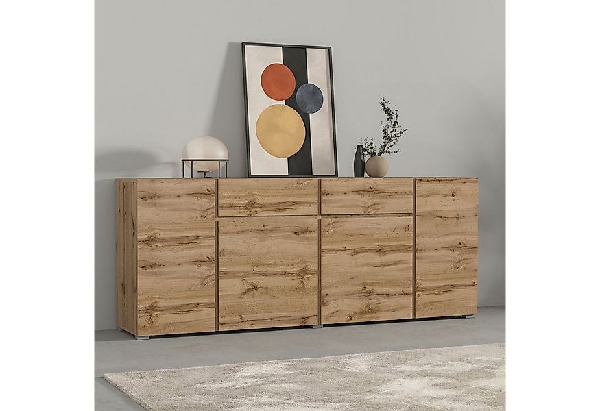 INOSIGN Sideboard Metric,Breite 195 cm, grifflose Kommode 4 Türen/2 Schubkä günstig online kaufen