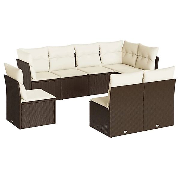 vidaXL 8-Tlg Garten-Sofagarnitur mit Kissen Braun Poly Rattan 3217763 günstig online kaufen