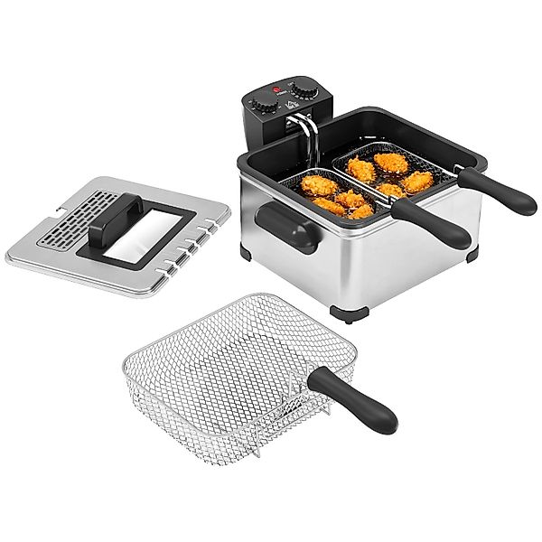 HOMCOM Fritteuse Edelstahl 49,5L x 35B x 23H cm Silber günstig online kaufen