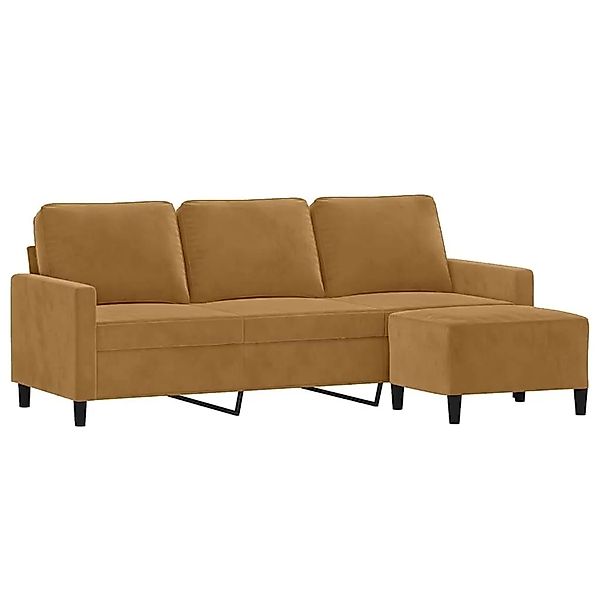 vidaXL 3-Sitzer-Sofa mit Hocker Braun 180 cm Samt 3201062 günstig online kaufen