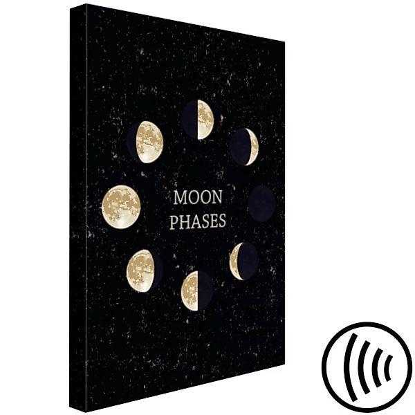 Wandbild Mond und seine Phasen - Mondzyklus auf einem schwarzen Hintergrund günstig online kaufen