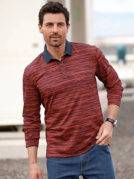 Marco Donati Langarmshirt "Langarm-Poloshirt" 1 Stk. tlg. günstig online kaufen