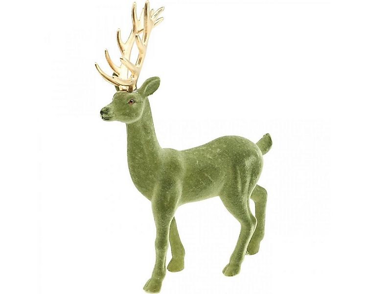 Viana Weihnachtsmann Deko Hirsch Figur Rentier Beflockt Grün Gold Weihnacht günstig online kaufen
