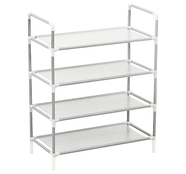 vidaXL Schuhregal Schuhregal mit 4 Böden Metall und Vliesstoff Silbern, 1-t günstig online kaufen