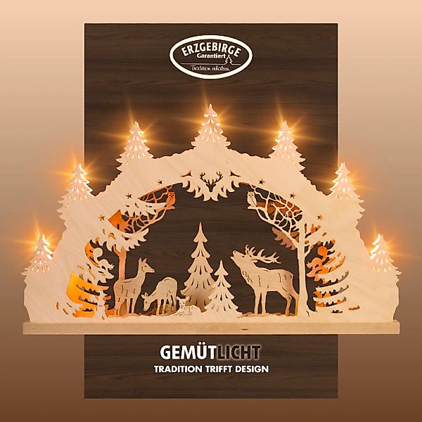 Weigla Schwibbogen "Hirschfamilie, Lichterbogen aus Holz, NATUR, Made in Ge günstig online kaufen